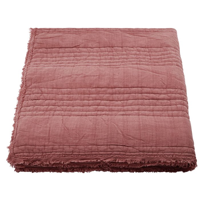 House Doctor Quilt Ruffle Dusty Berry 