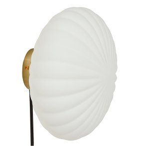 Hbsch Kumu Vglampe - Glas - Hvid/Messing - 25 cm