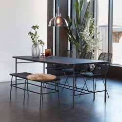 H&uuml;bsch Ash Stl Bnk m. Tr Sde - Sort 