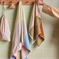 Hbsch Block Hndklde Lysebl/Flerfarvet Large