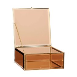 H&uuml;bsch Glasbokse Tint - Hj &amp; Firkantet - Brunt Glas/Messing - 2 stk.