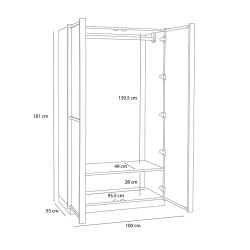 H�bsch Kura Kl�deskab Large Natur
