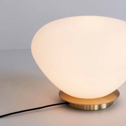 H&uuml;bsch Opal Bordlampe Bean - Hvid/Messing 