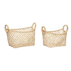 Hbsch Ovale Rattan Kurve m. Hndtag - 2 stk