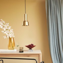 H&uuml;bsch Mono Cylinder Pendel Lampe - Messing