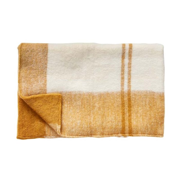Hbsch Plaid - 140x200 cm - Hvid/Okker