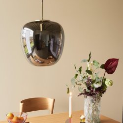 H&uuml;bsch Reflect Pendel Lampe - Spejlglas/Messing - 40 