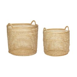 H&uuml;bsch Weave Rattan Kurve m. Hndtag - Runde - 2 stk.