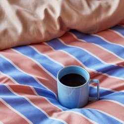 Hbsch Solace Sengetj - Stribet - Bl/Fersken