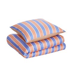 Hbsch Solace Sengetj - Stribet - Bl/Fersken