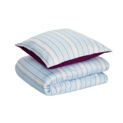 H&uuml;bsch Solace Sengetj - Stribet - Lysebl/Bordeaux