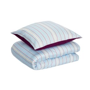 Hübsch Solace Sengetj - Stribet - Lysebl/Bordeaux