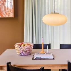 Hbsch Serene Pendel i Riflet Glas - Hvid/Messing Ellipse