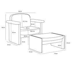 H�bsch Softy Loungestol m/ Skammel M�rkebl�