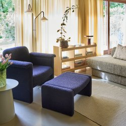 H�bsch Softy Loungestol m/ Skammel M�rkebl�