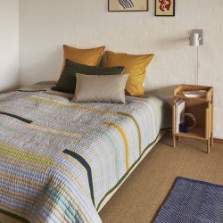 Hbsch Twist Sengetppe Block - Mrkegrn/ Flerfarvet - 260x260 cm