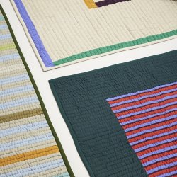 Hbsch Twist Sengetppe Block - Mrkegrn/ Flerfarvet - 260x260 cm