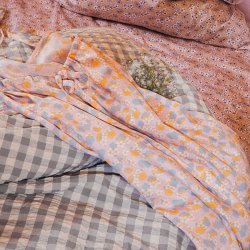 Juna Sengetj Bk&Blge - Gr/Birk - 140x220 cm