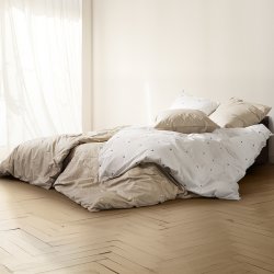 Juna Sengetj Daisy Sand/Hvid 200x220 cm