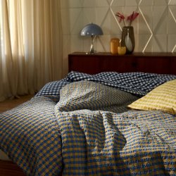 Juna Sengetj Bk&Blge - Bl/Okker - 140x200 cm