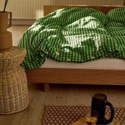 Juna Sengetj Bk&Blge - Grn/Sand - 140x220 cm