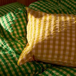 Juna Sengetj Bk&Blge - Grn/Sand - 200x220 cm