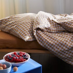 Juna Sengetj Bk&Blge - Lys Bl/Sand - 140x200 cm