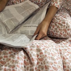 Juna Sengetj - Pleasantly - Hvid / Rosa - 140x200 cm