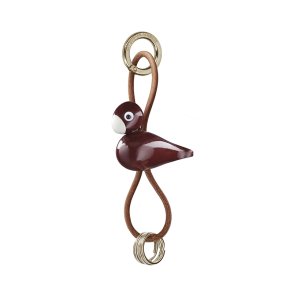 Kay Bojesen Fugl Guldtonet N�glering m/ Naturl�der Bordeaux