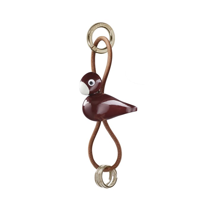 Kay Bojesen Fugl Guldtonet N�glering m/ Naturl�der Bordeaux