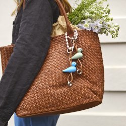 Kay Bojesen Fugl S�lvtonet N�glering m/ Naturl�der Bl�