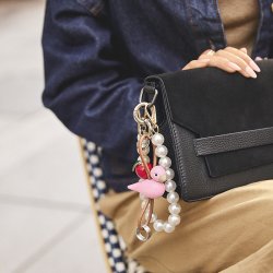 Kay Bojesen Fugl S�lvtonet N�glering m/ Naturl�der Rosa