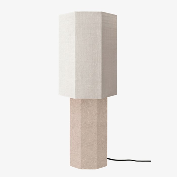 LOUISE ROE Eight Over Eight Lampe Large - Beige Travertin/Hvid Jute