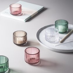 Lyngby Porceln Glas Fyrfadsstage - Burgundy