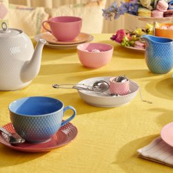 Lyngby Porceln - Rhombe Color Tekop m. underkop - Bl/Terracotta