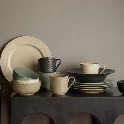 Lyngby Porceln Rhombe Earth Dyb Tallerken 24,5 cm Slate