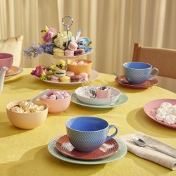 Lyngby Porceln - Rhombe Color Tekop m. underkop - Bl/Terracotta