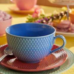 Lyngby Porceln - Rhombe Color Tekop m. underkop - Bl/Terracotta