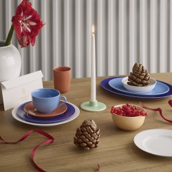 Lyngby Porceln - Rhombe Color Tekop m. underkop - Bl/Terracotta