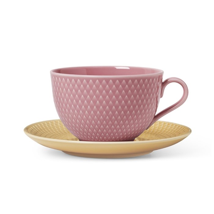 Lyngby Porceln - Rhombe Color Tekop m. underkop - Rosa/Sand