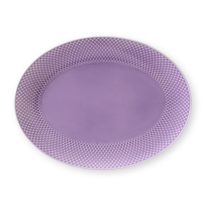 Lyngby Porceln - Rhombe Color Ovalt Serveringsfad - 35x26,5 cm - Lys Lilla