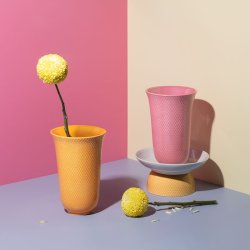 Lyngby Porceln - Rhombe Color Vase H20 cm - Gul 