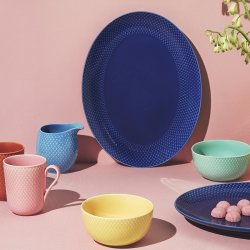 Lyngby Porceln - Rhombe Color Mlkekande - Bl