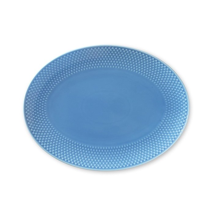 Lyngby Porceln - Rhombe Color Ovalt Serveringsfad - 28,5x21,5 cm - Bl