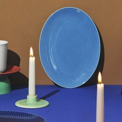 Lyngby Porceln - Rhombe Color Ovalt Serveringsfad - 28,5x21,5 cm - Bl