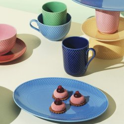 Lyngby Porceln - Rhombe Color Ovalt Serveringsfad - 28,5x21,5 cm - Bl