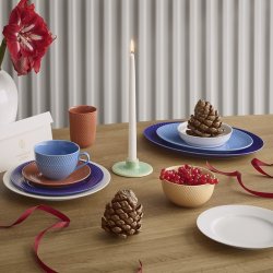 Lyngby Porceln - Rhombe Color Ovalt Serveringsfad - 28,5x21,5 cm - Bl