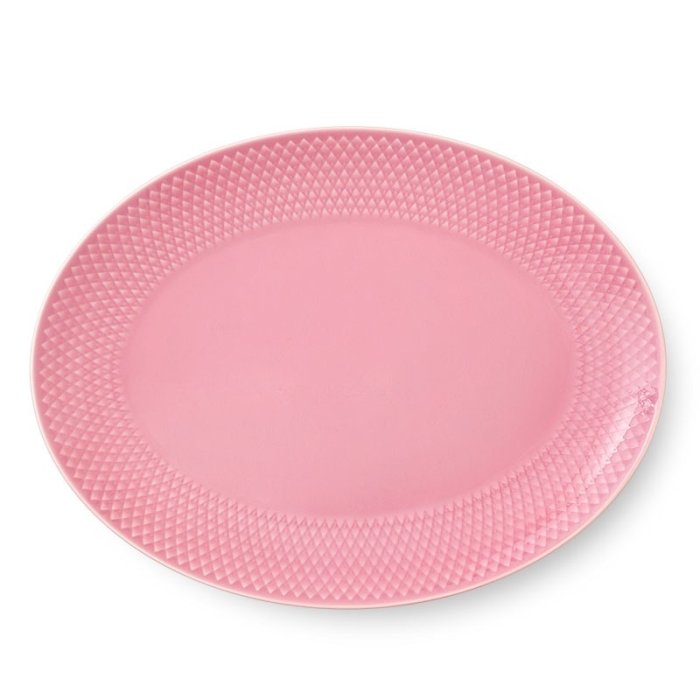 Lyngby Porceln - Rhombe Color Ovalt Serveringsfad - 28,5x21,5 cm - Rosa