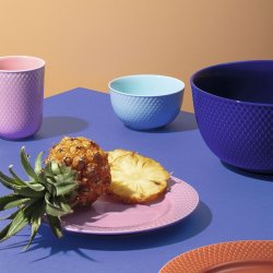 Lyngby Porceln - Rhombe Color Serveringsskl 22 cm - Mrkebl