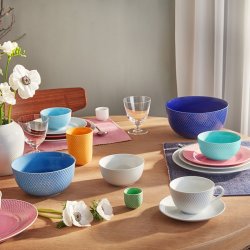 Lyngby Porceln - Rhombe Color Serveringsskl 22 cm - Mrkebl